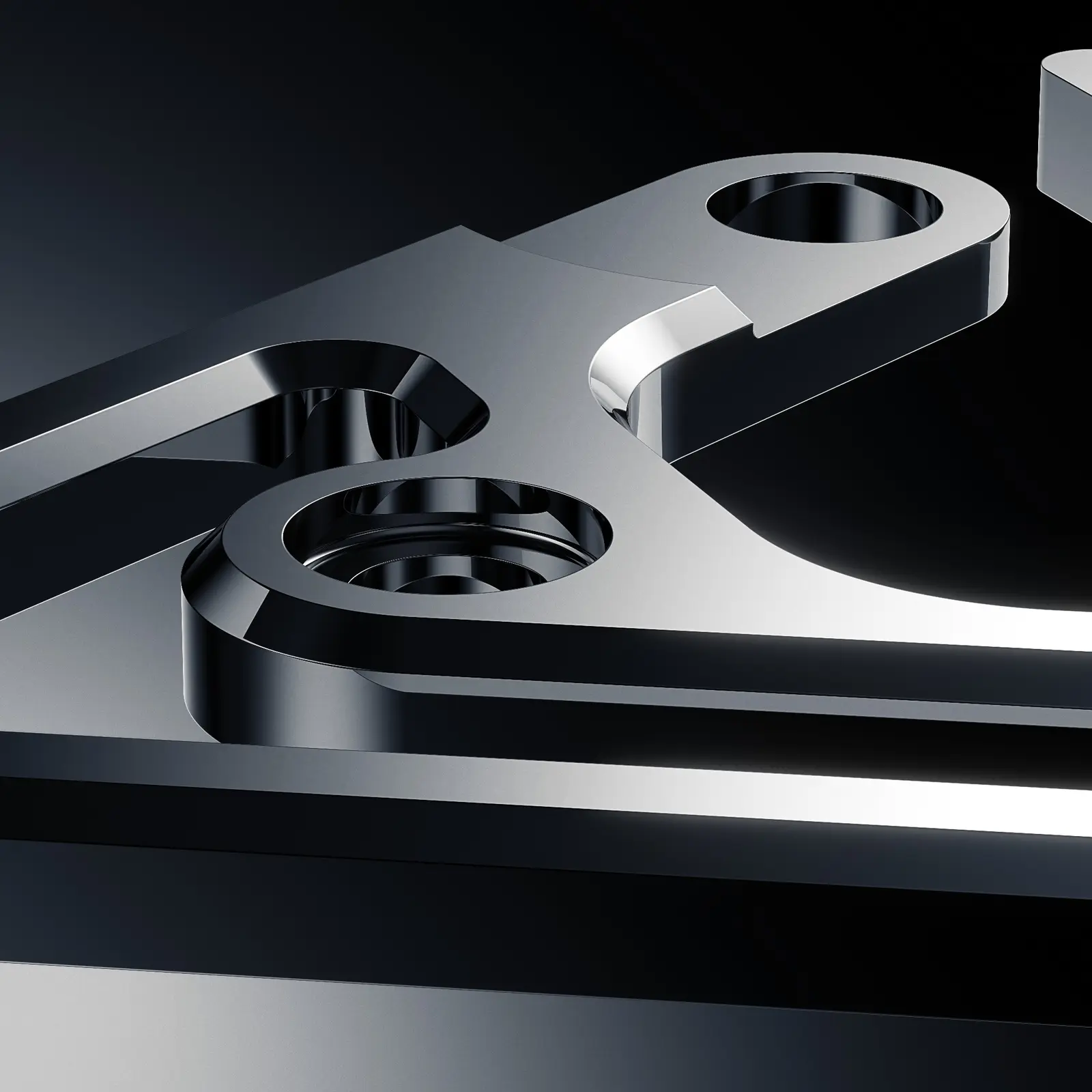 Close-up rendering of a complex precision component in amorphous metal