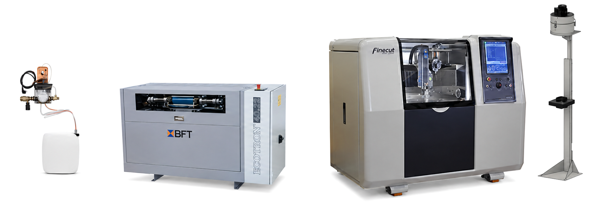 Complete Finecut System with water stabilisation, BFT high-pressure pump, Finecut machine and mist extraction